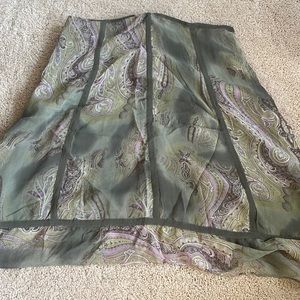 Green earthy print flowy skirt